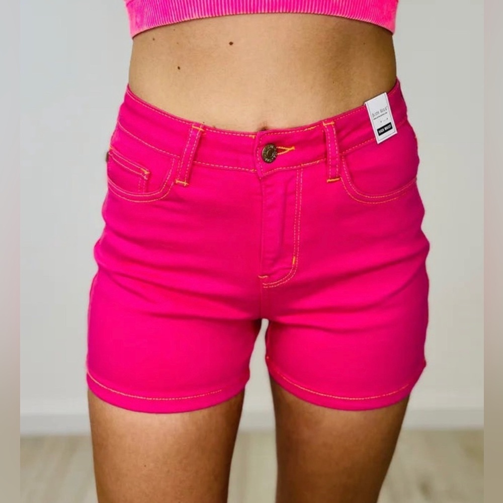 Judy‎ Blue Women's Majenta Garment Dyed High Waist Shorts Size 1XL